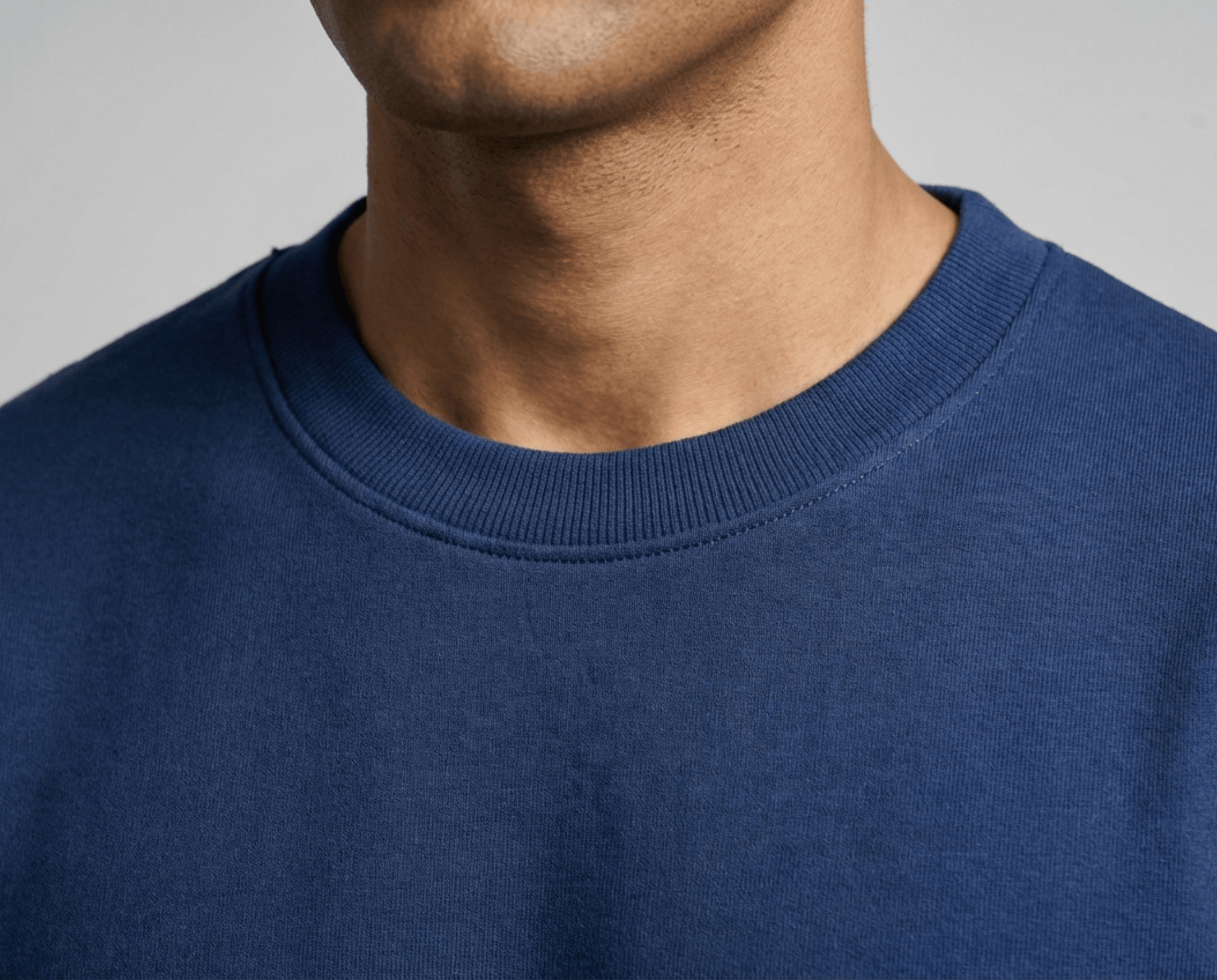 LaUrbania Imperial Blue oversized tee texture closeup SUPIMA cotton collar detail
