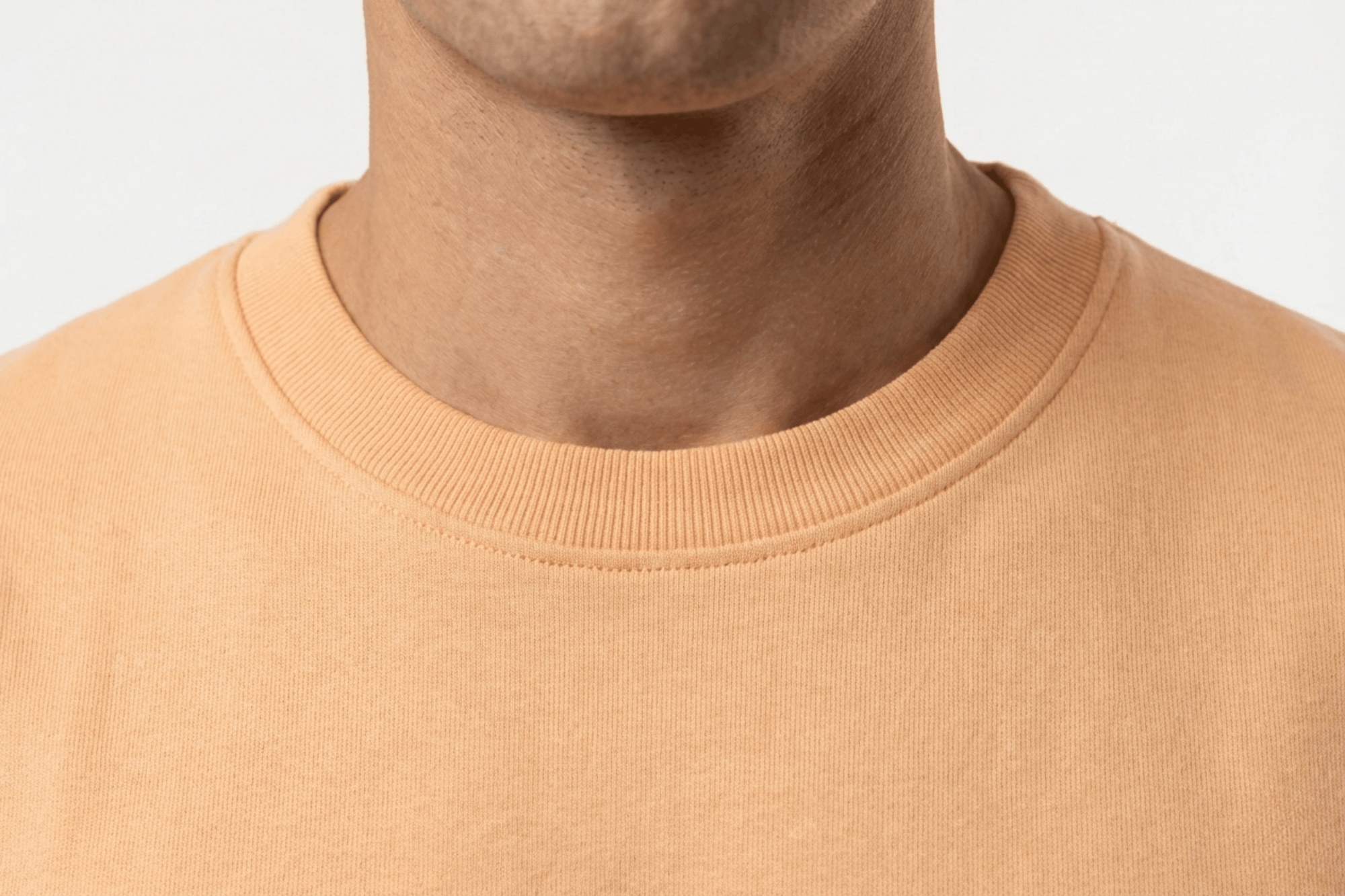 LaUrbania Peach Fuzz oversized tee texture closeup SUPIMA cotton collar detail